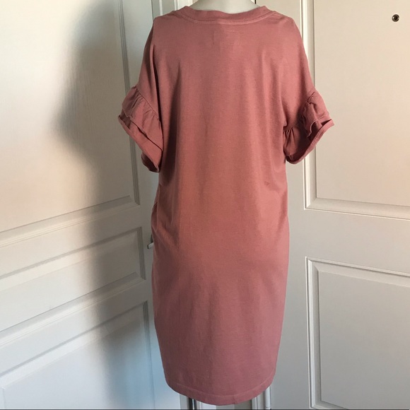 CURRENT/ELLIOT PINK T-SHIRT DRESS W/ RUFFLE SLEEVE - Picture 5 of 7